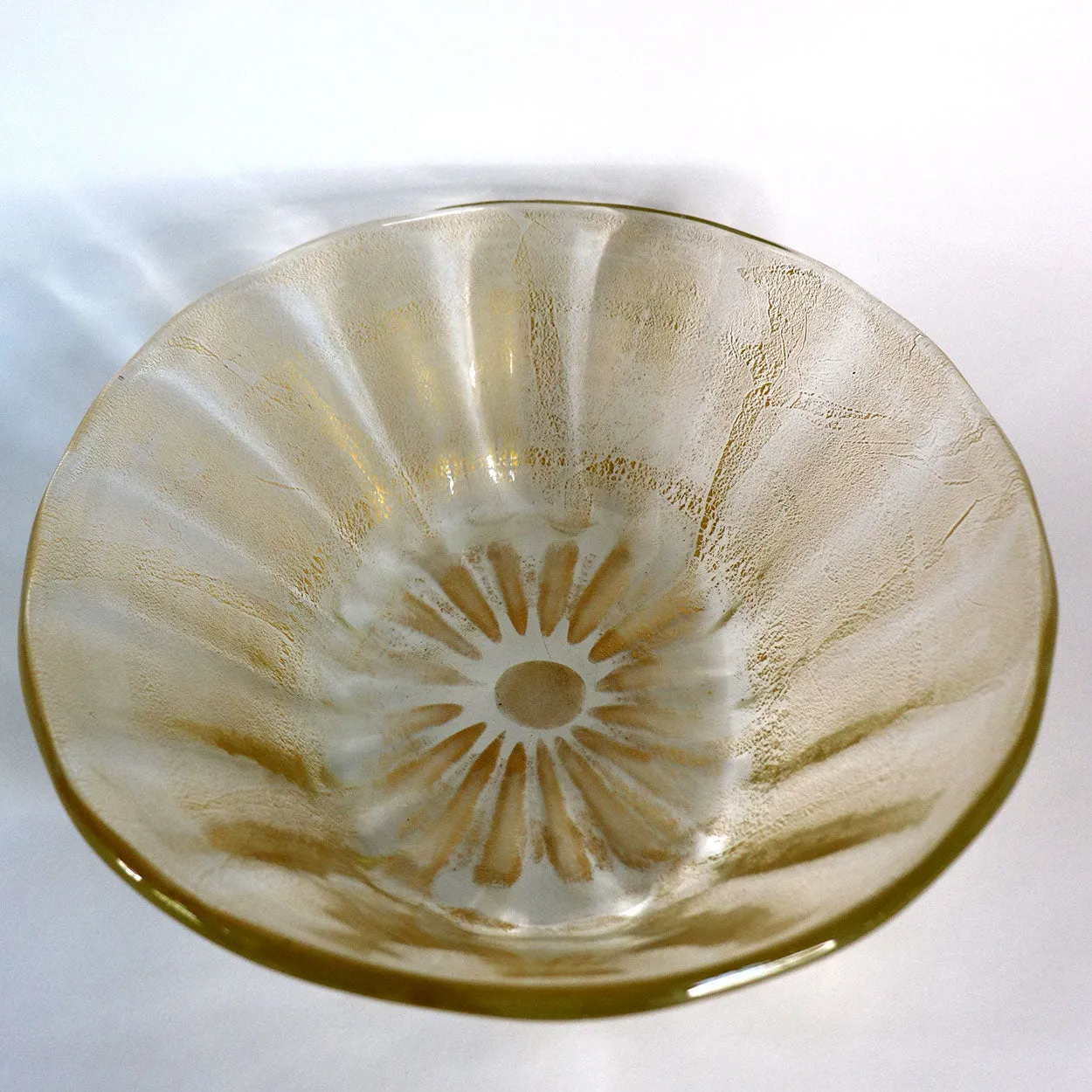 Large Italian Murano Archimede Seguso Gold Leaf Glass Center Bowl