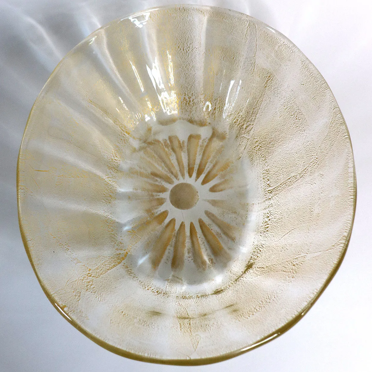 Large Italian Murano Archimede Seguso Gold Leaf Glass Center Bowl