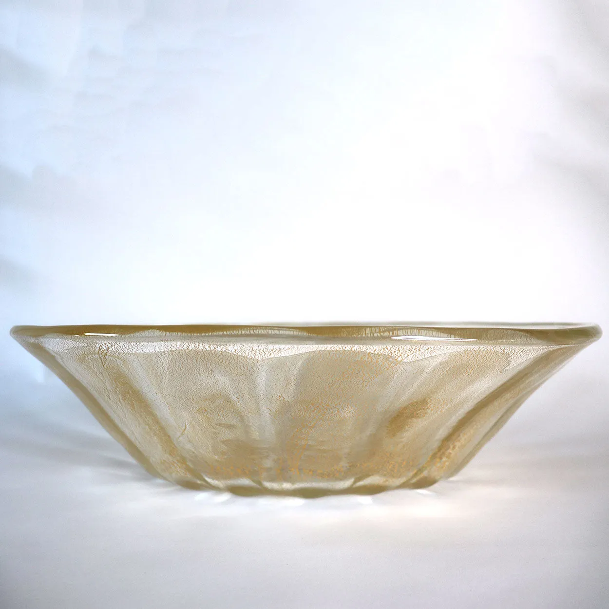 Large Italian Murano Archimede Seguso Gold Leaf Glass Center Bowl
