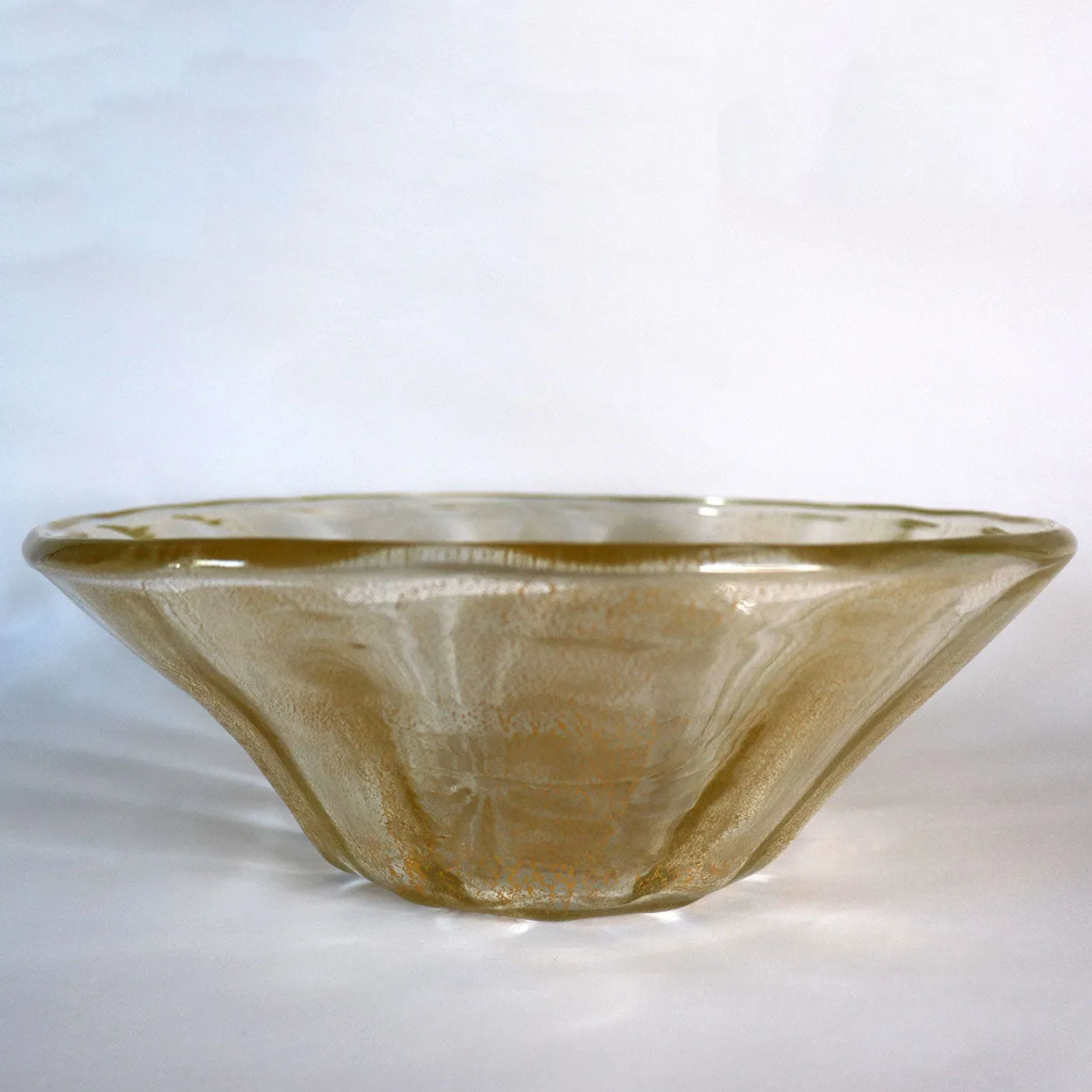 Large Italian Murano Archimede Seguso Gold Leaf Glass Center Bowl
