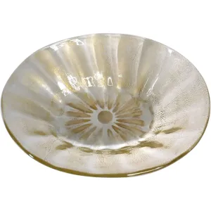 Large Italian Murano Archimede Seguso Gold Leaf Glass Center Bowl