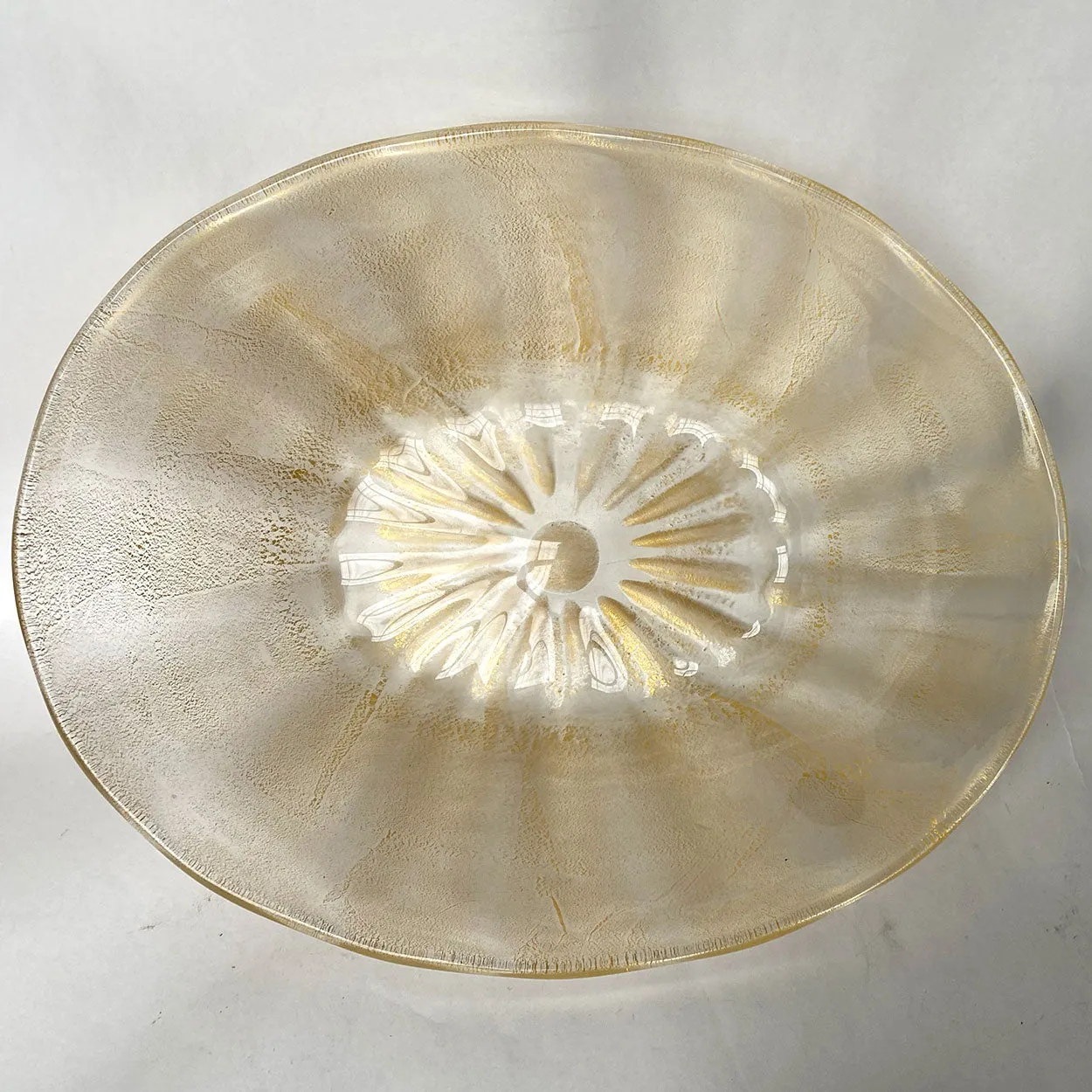 Large Italian Murano Archimede Seguso Gold Leaf Glass Center Bowl