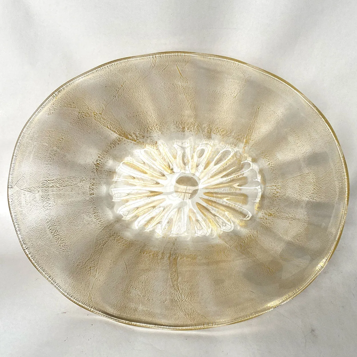 Large Italian Murano Archimede Seguso Gold Leaf Glass Center Bowl