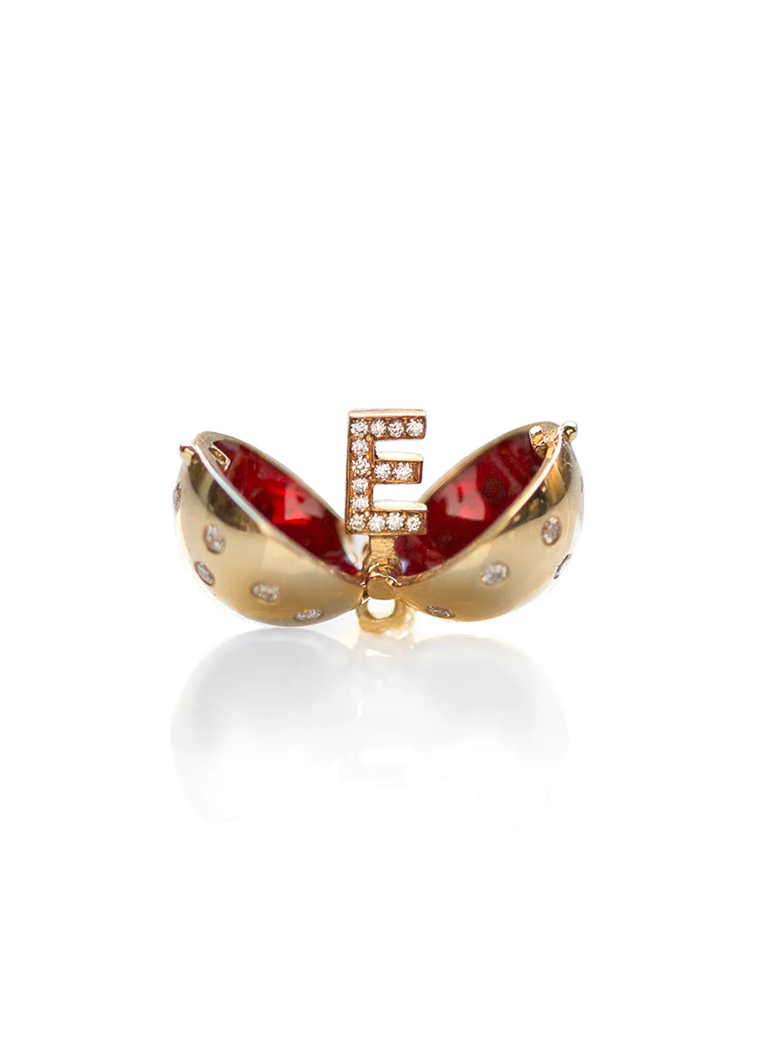Letter Diamond Sphere with Cherry Red Enamel