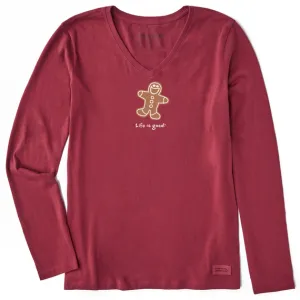 Life is Good Women's Gingerbread Jake Long Sleeve Crusher Vee