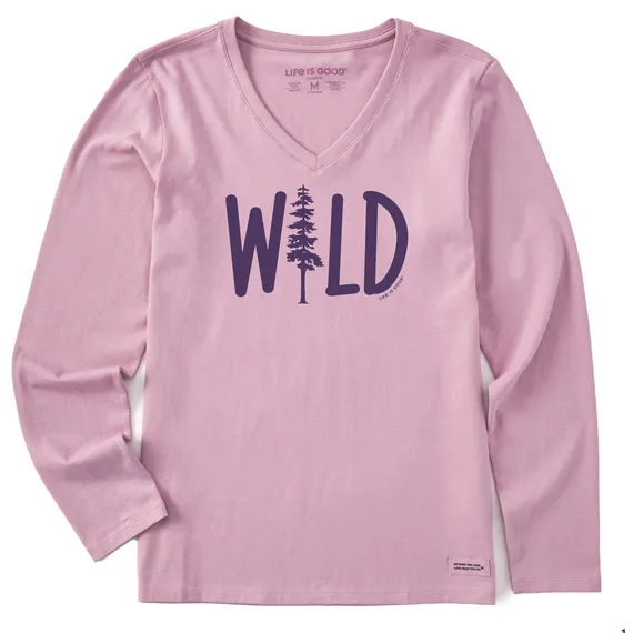 Life is Good Women's Wild Timber Long Sleeve Crusher Vee