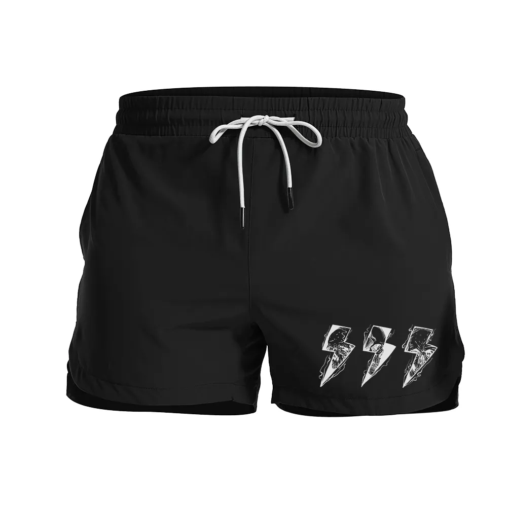 Lightning Skeleton Graphic Shorts