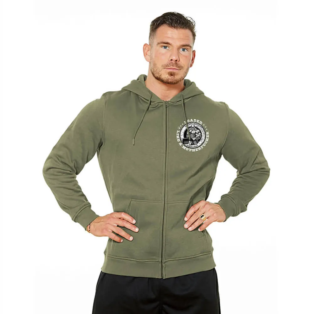 Loaded Like A Motherfucker Zip Hoodie - Washed Green