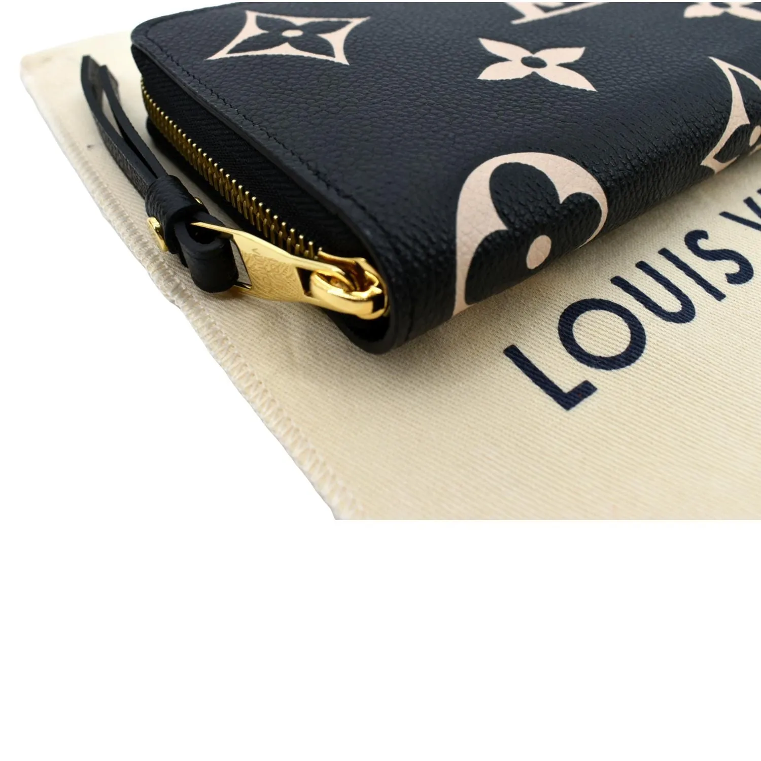 LOUIS VUITTON Bicolor Monogram Empreinte Leather Zippy Wallet Black