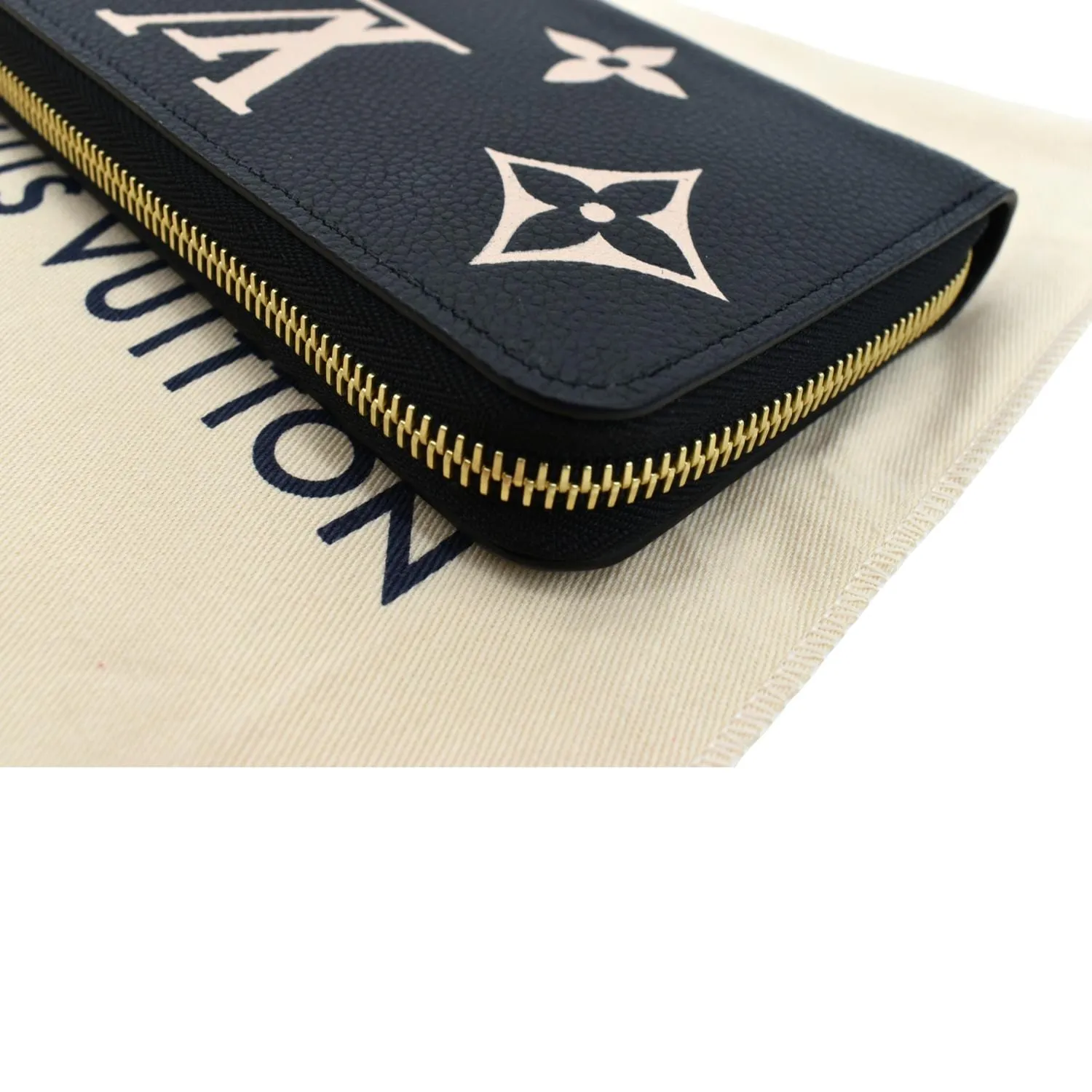 LOUIS VUITTON Bicolor Monogram Empreinte Leather Zippy Wallet Black