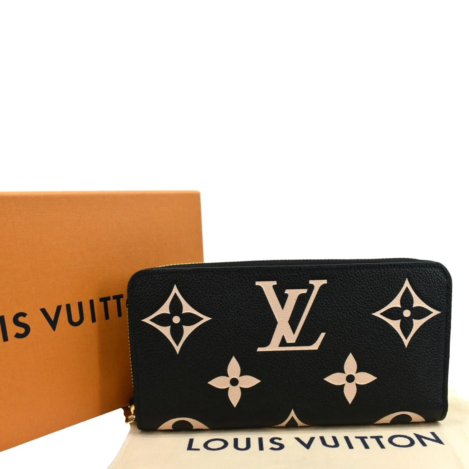 LOUIS VUITTON Bicolor Monogram Empreinte Leather Zippy Wallet Black