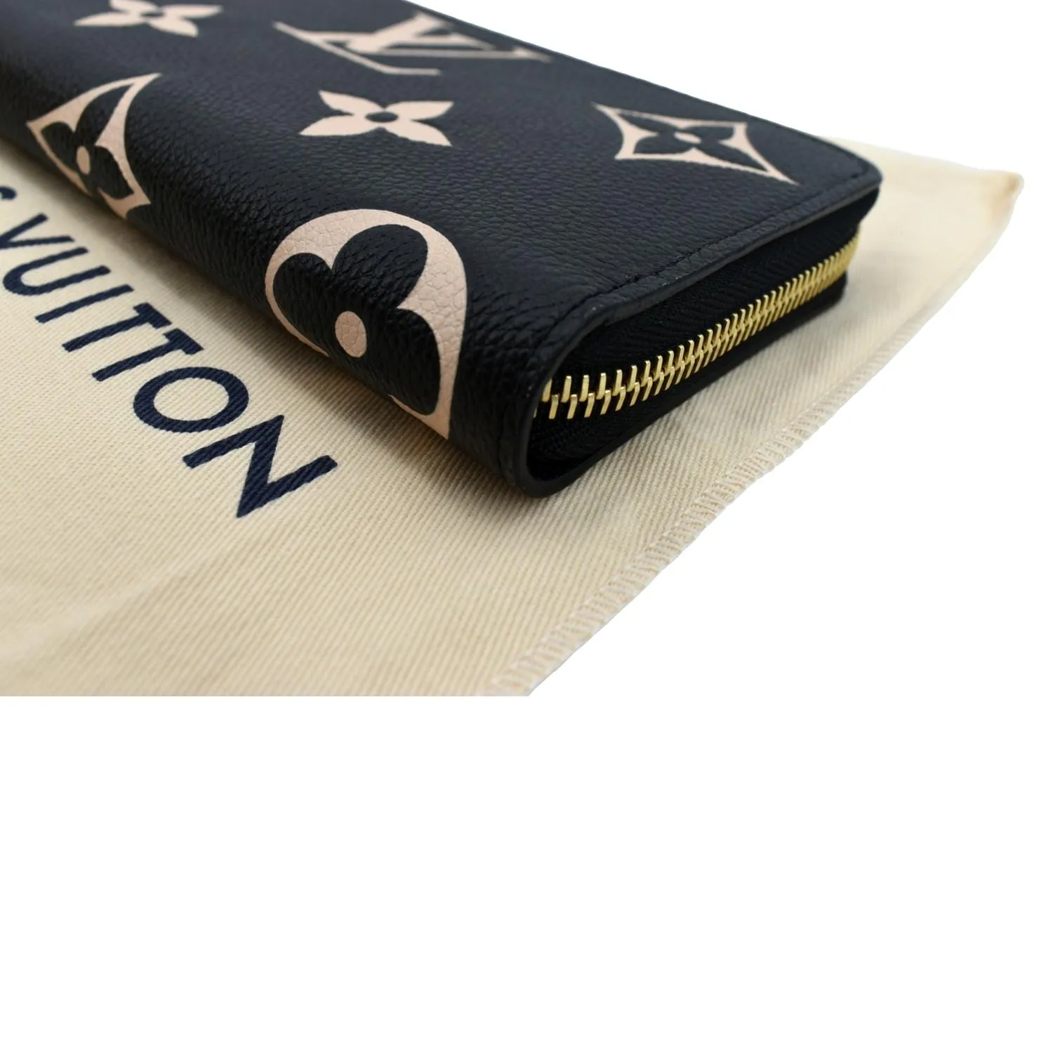 LOUIS VUITTON Bicolor Monogram Empreinte Leather Zippy Wallet Black