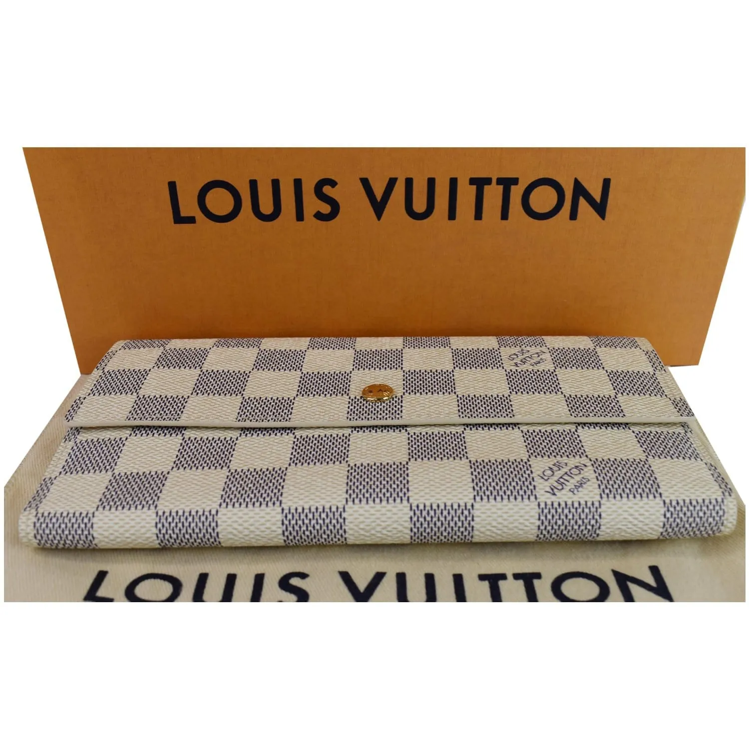 LOUIS VUITTON Damier Azur Sarah Wallet White