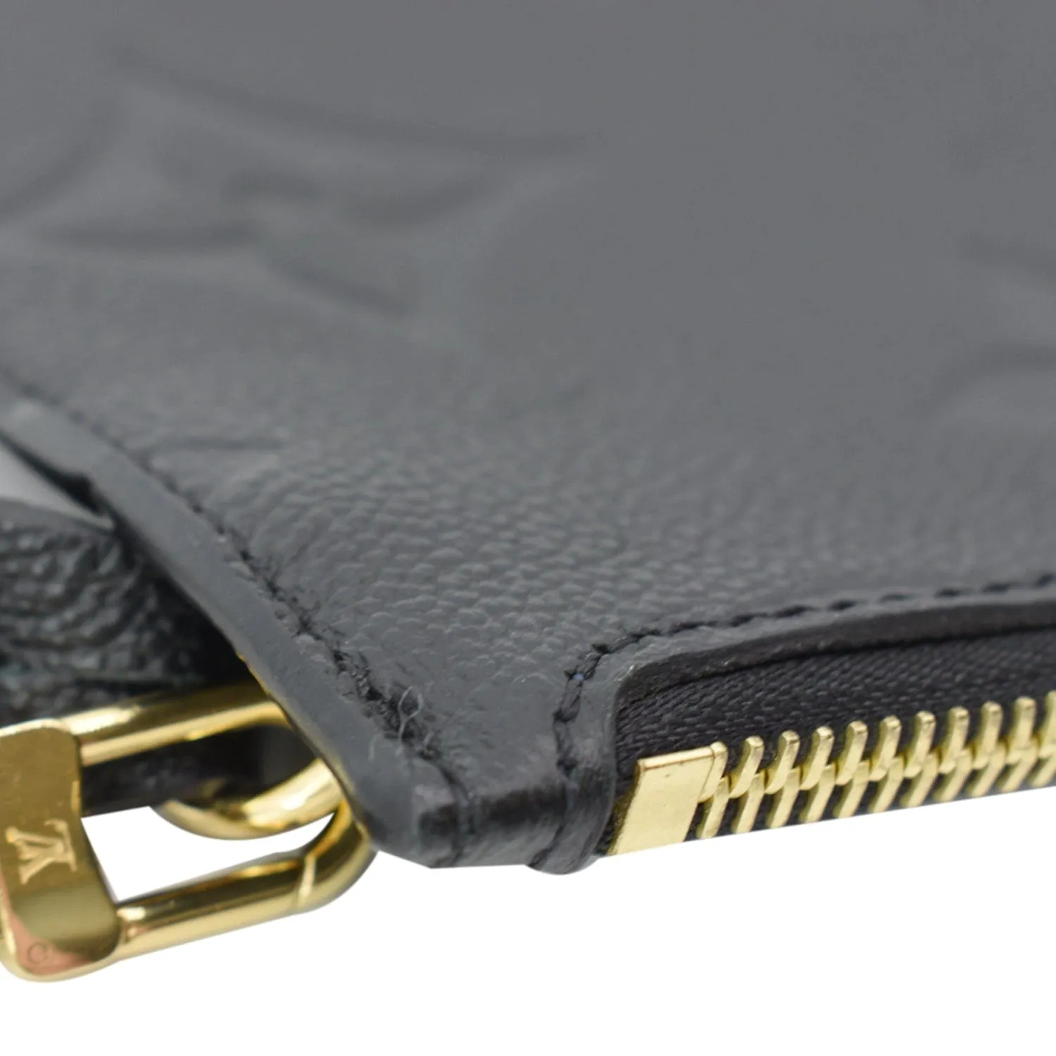 LOUIS VUITTON Empreinte Monogram Neverfull MM Pochette Wristlet Pouch Black