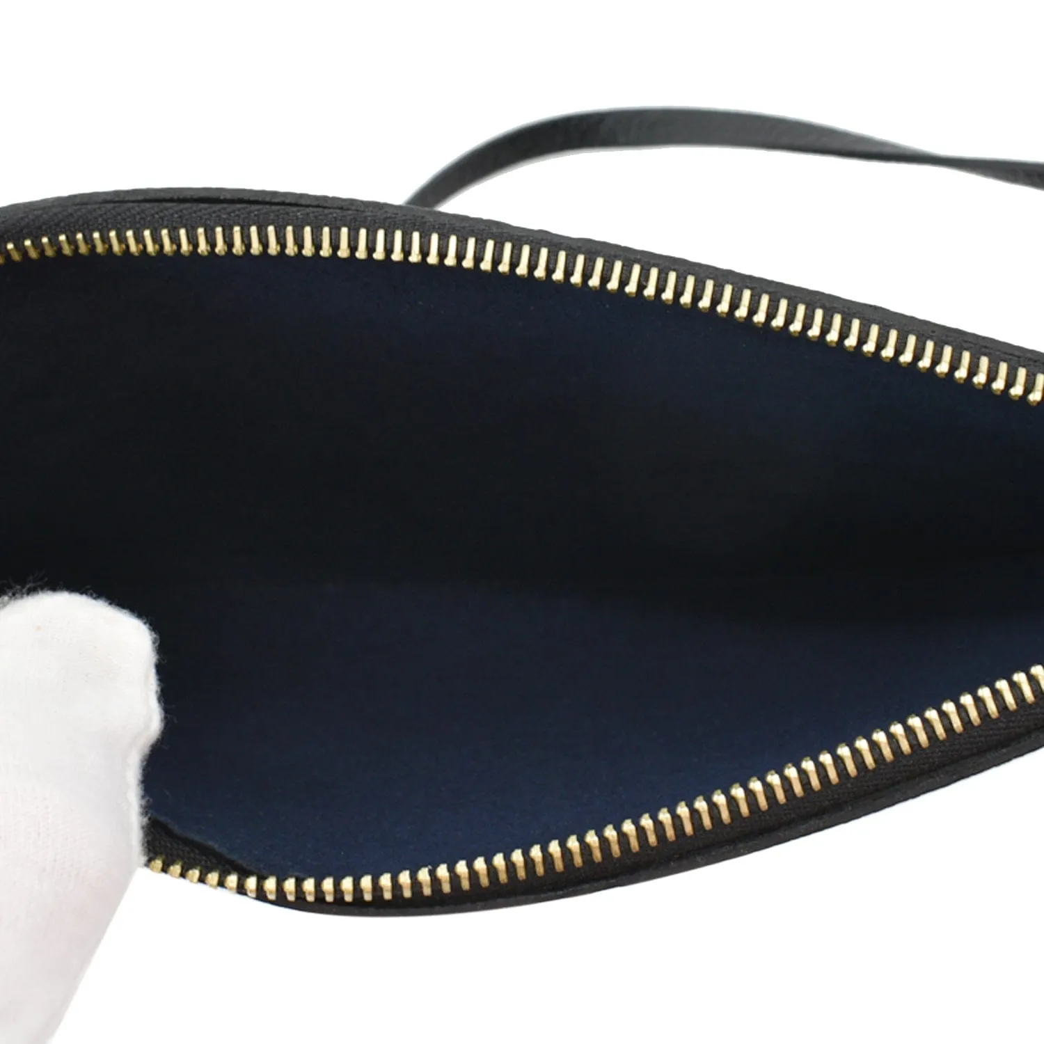 LOUIS VUITTON Empreinte Monogram Neverfull MM Pochette Wristlet Pouch Black