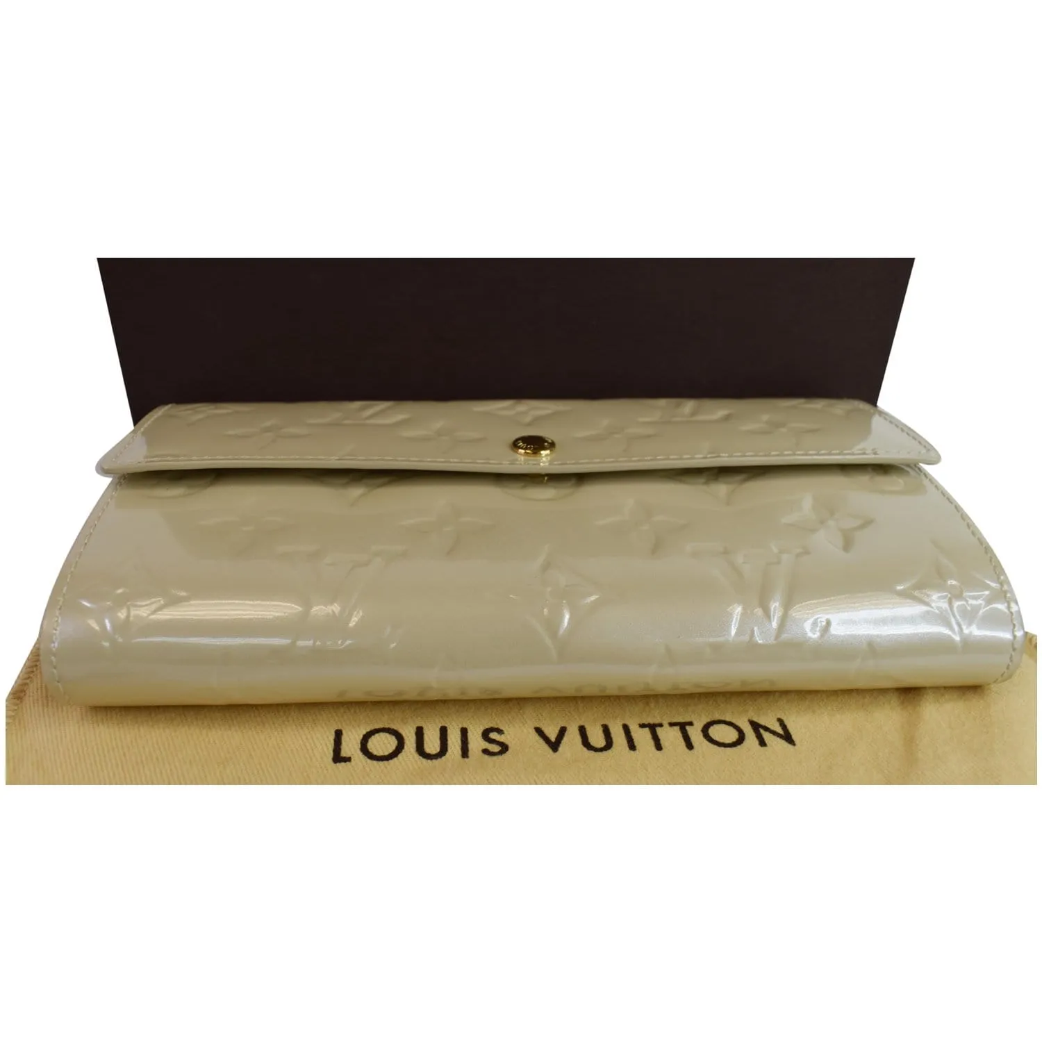LOUIS VUITTON Monogram Vernis Sarah Wallet Cream