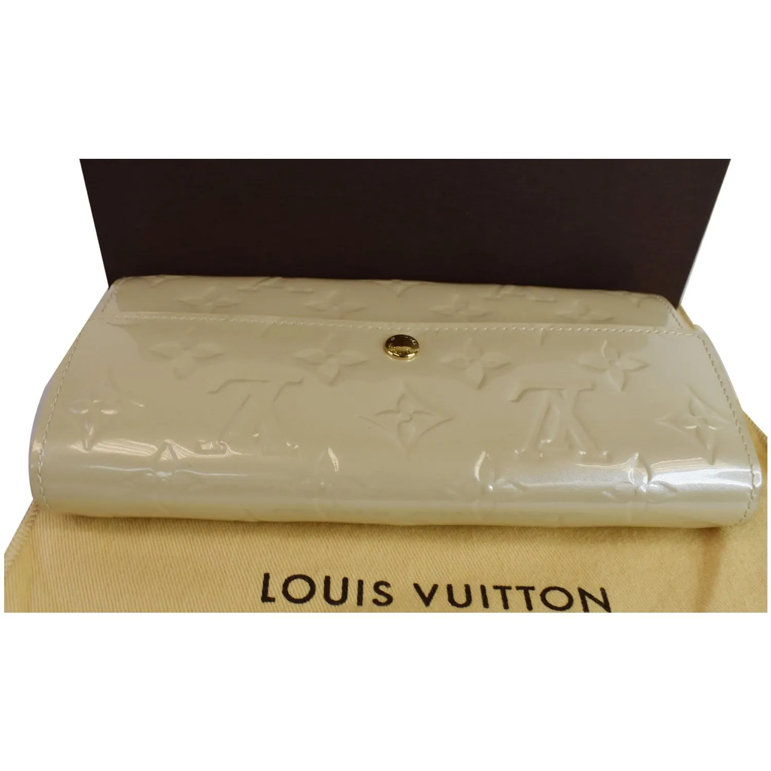 LOUIS VUITTON Monogram Vernis Sarah Wallet Cream