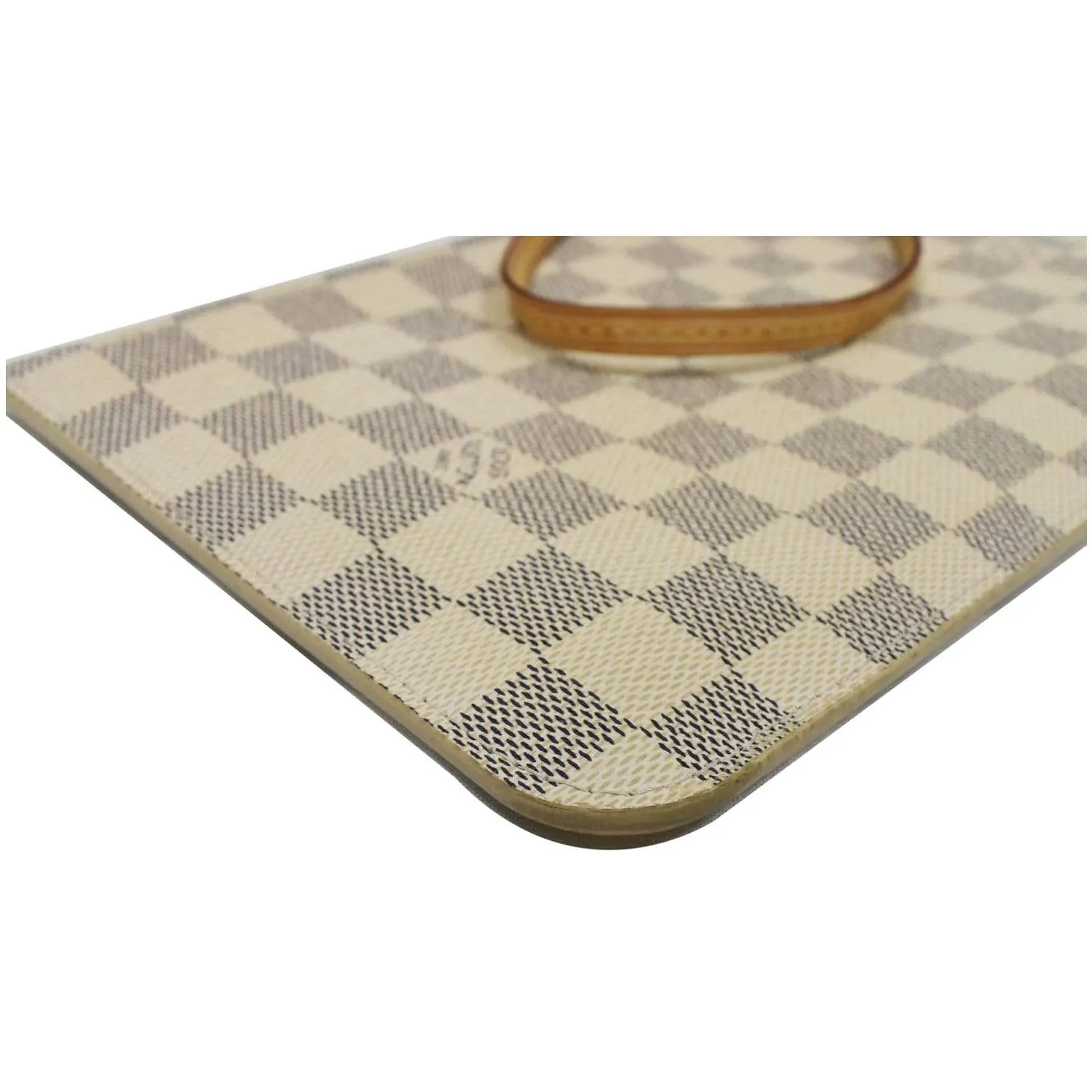 LOUIS VUITTON Neverfull MM Damier Azur Pochette Wristlet Pouch White