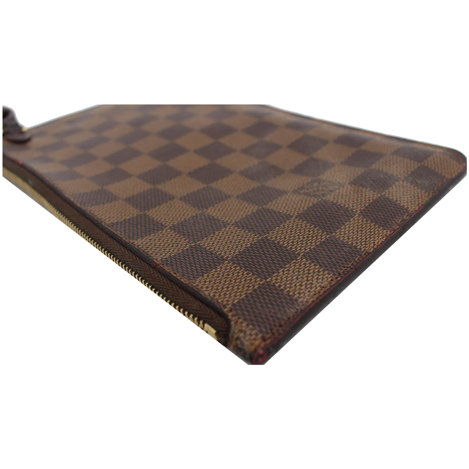 LOUIS VUITTON Neverfull MM Damier Ebene Pochette Wristlet Pouch Brown
