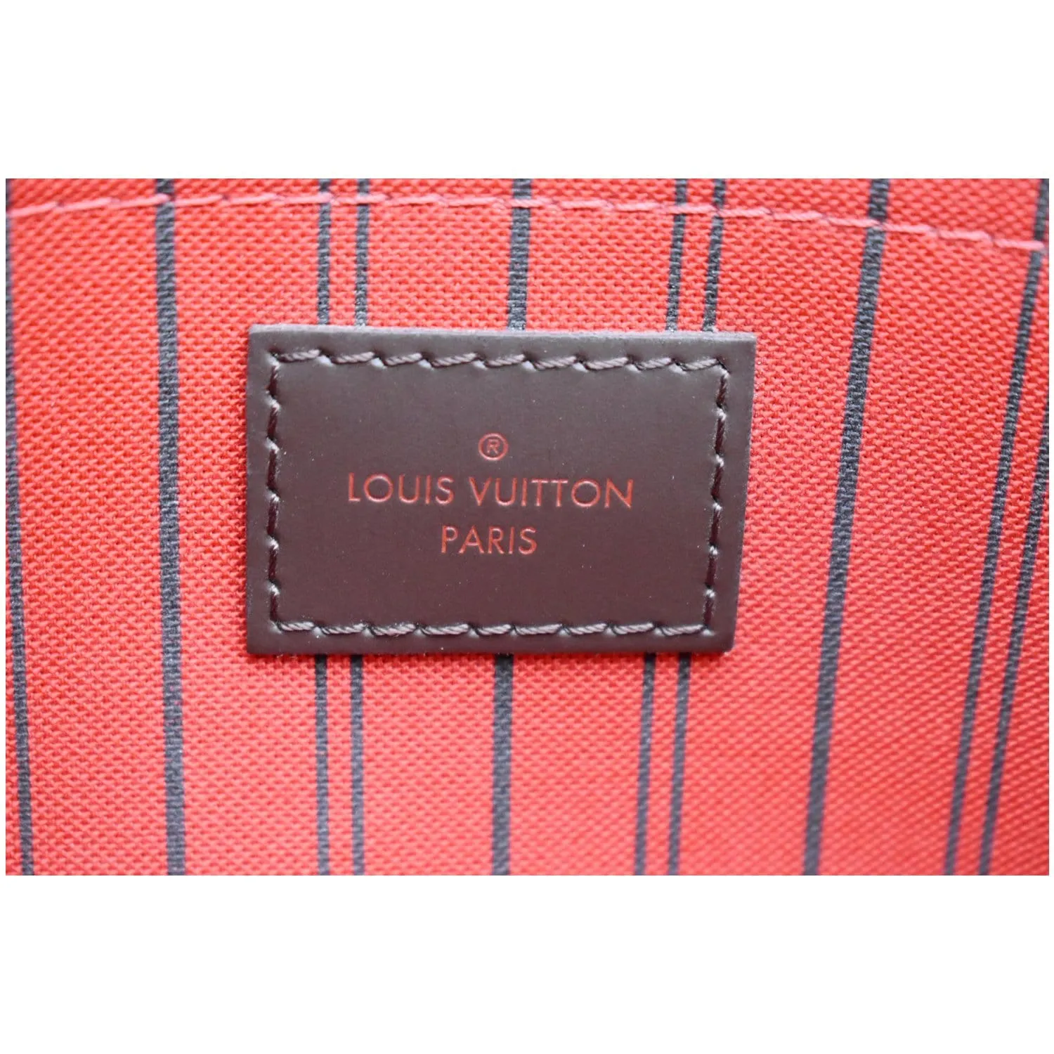 LOUIS VUITTON Neverfull MM Damier Ebene Pochette Wristlet Pouch Brown