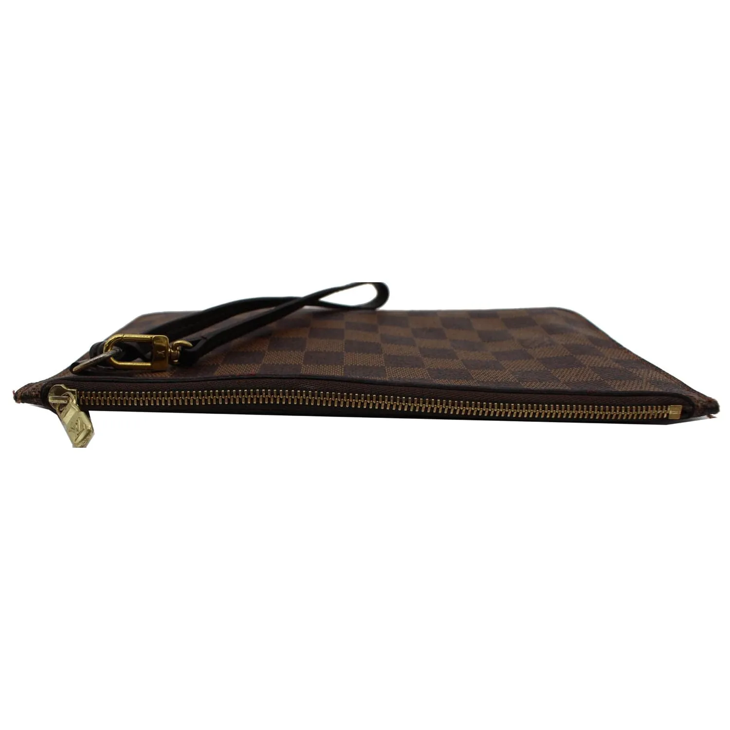 LOUIS VUITTON Neverfull MM Damier Ebene Pochette Wristlet Pouch Brown
