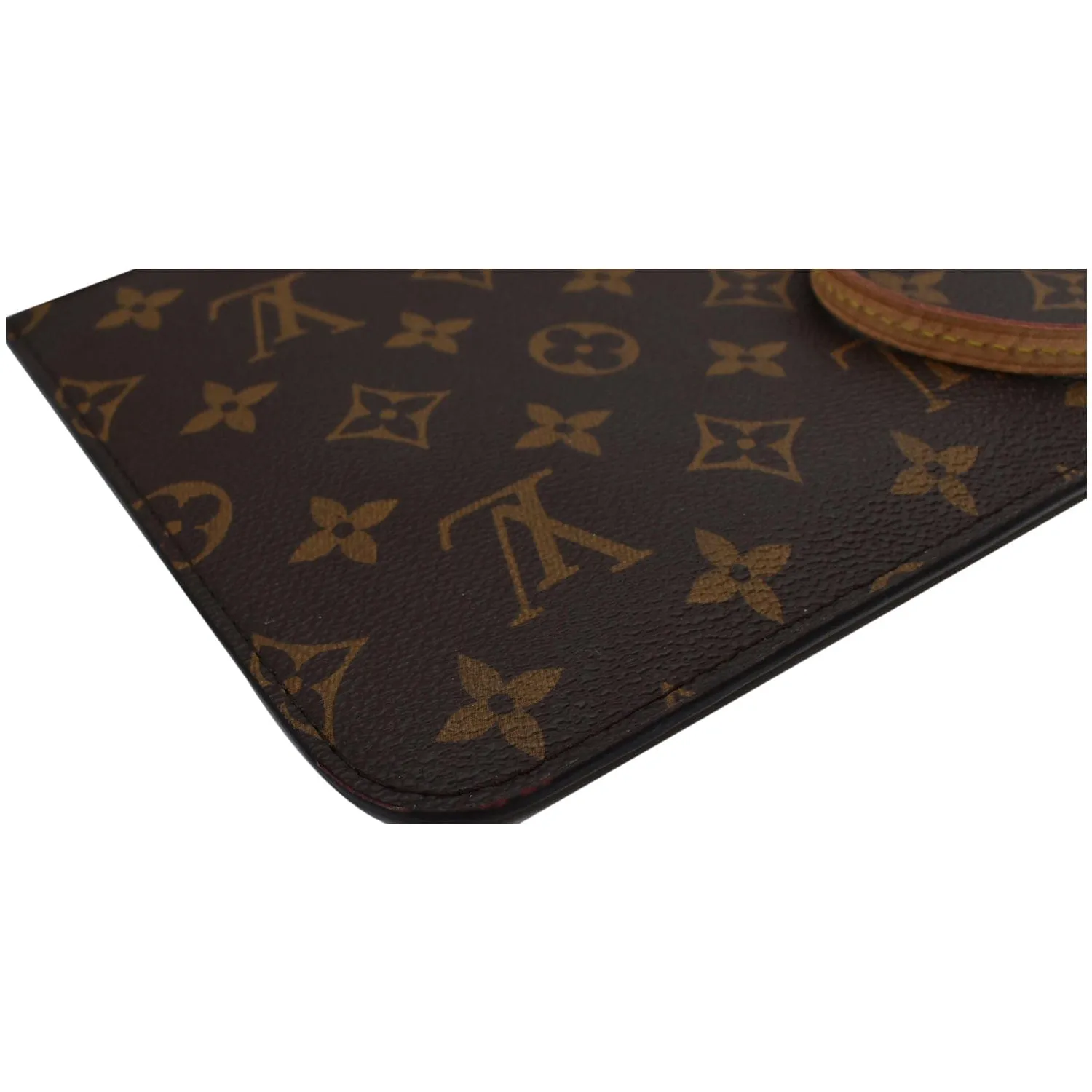 LOUIS VUITTON Neverfull MM Monogram Canvas Pochette Wristlet Pouch Brown