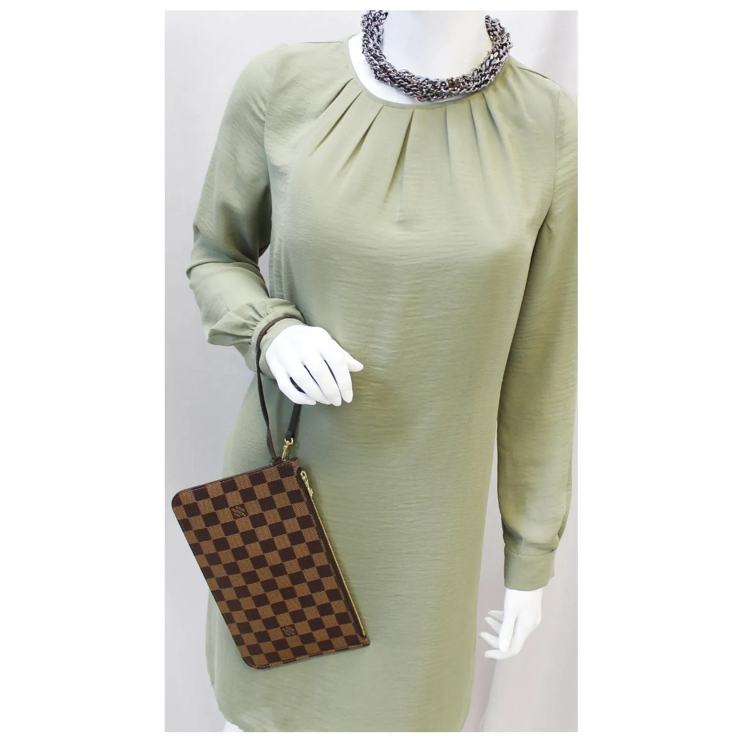 LOUIS VUITTON Pochette Wristlet Pouch Damier Ebene Neverfull MM
