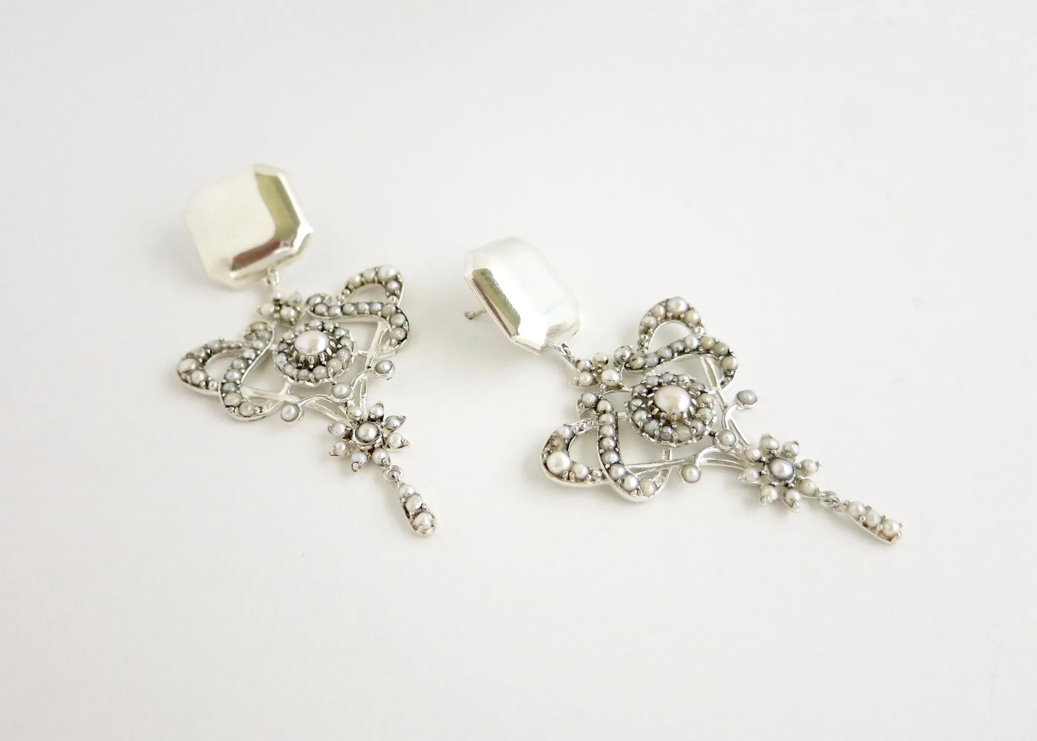Luxurious, opulent, pearl encrusted statement earrings