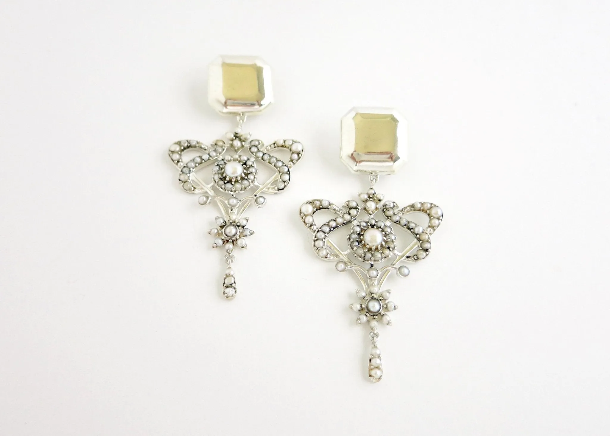 Luxurious, opulent, pearl encrusted statement earrings