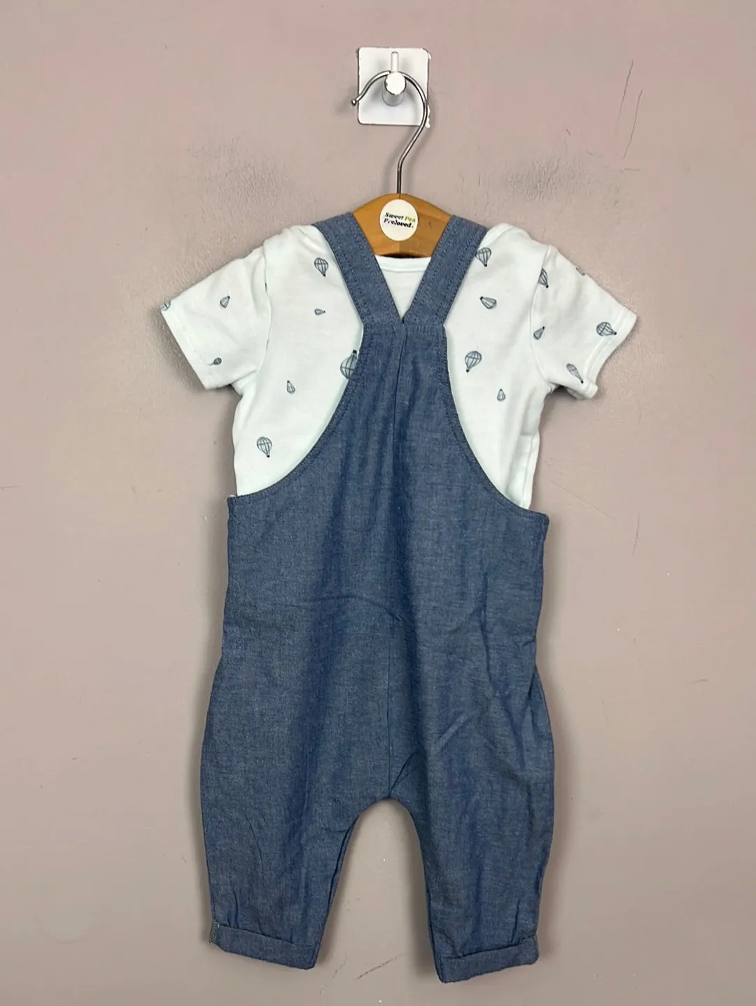 Mamas & Papas Hello World Dungarees 3-6m