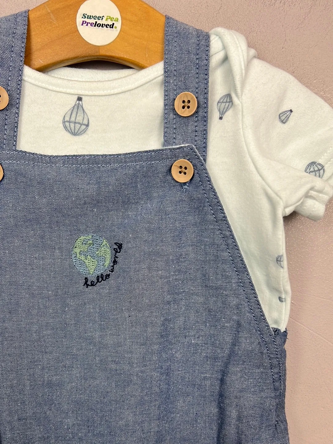 Mamas & Papas Hello World Dungarees 3-6m