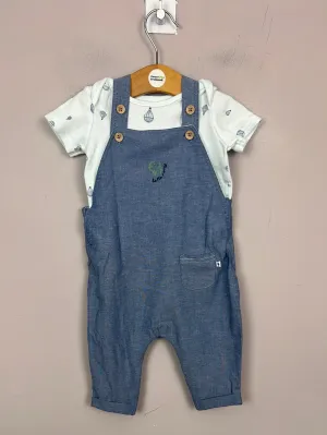 Mamas & Papas Hello World Dungarees 3-6m