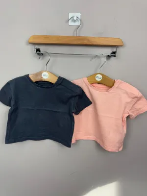 M&S apricot/grey t-shirts 3-6m