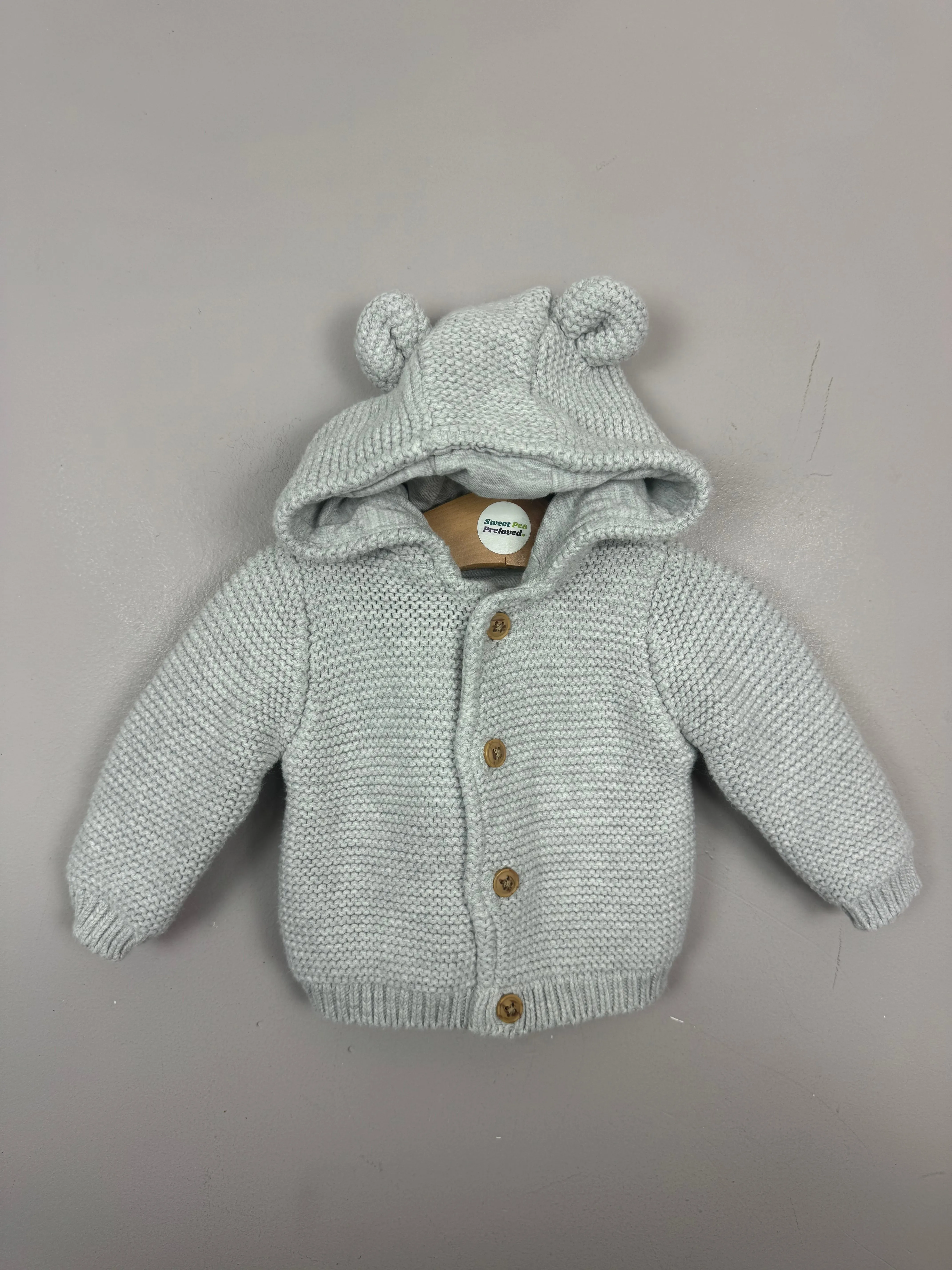 M&S Grey Hooded Coatigan 0-3m