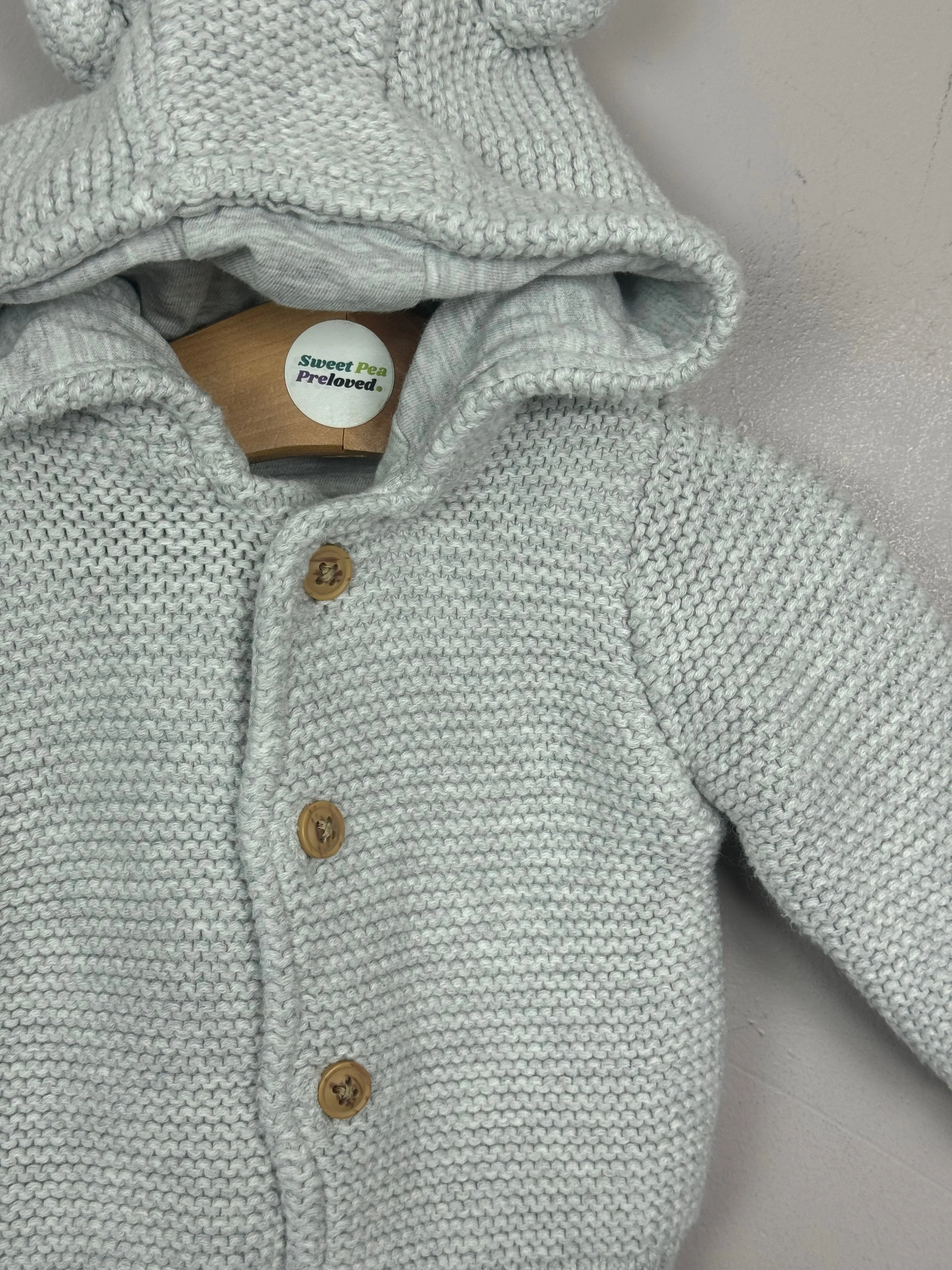 M&S Grey Hooded Coatigan 0-3m
