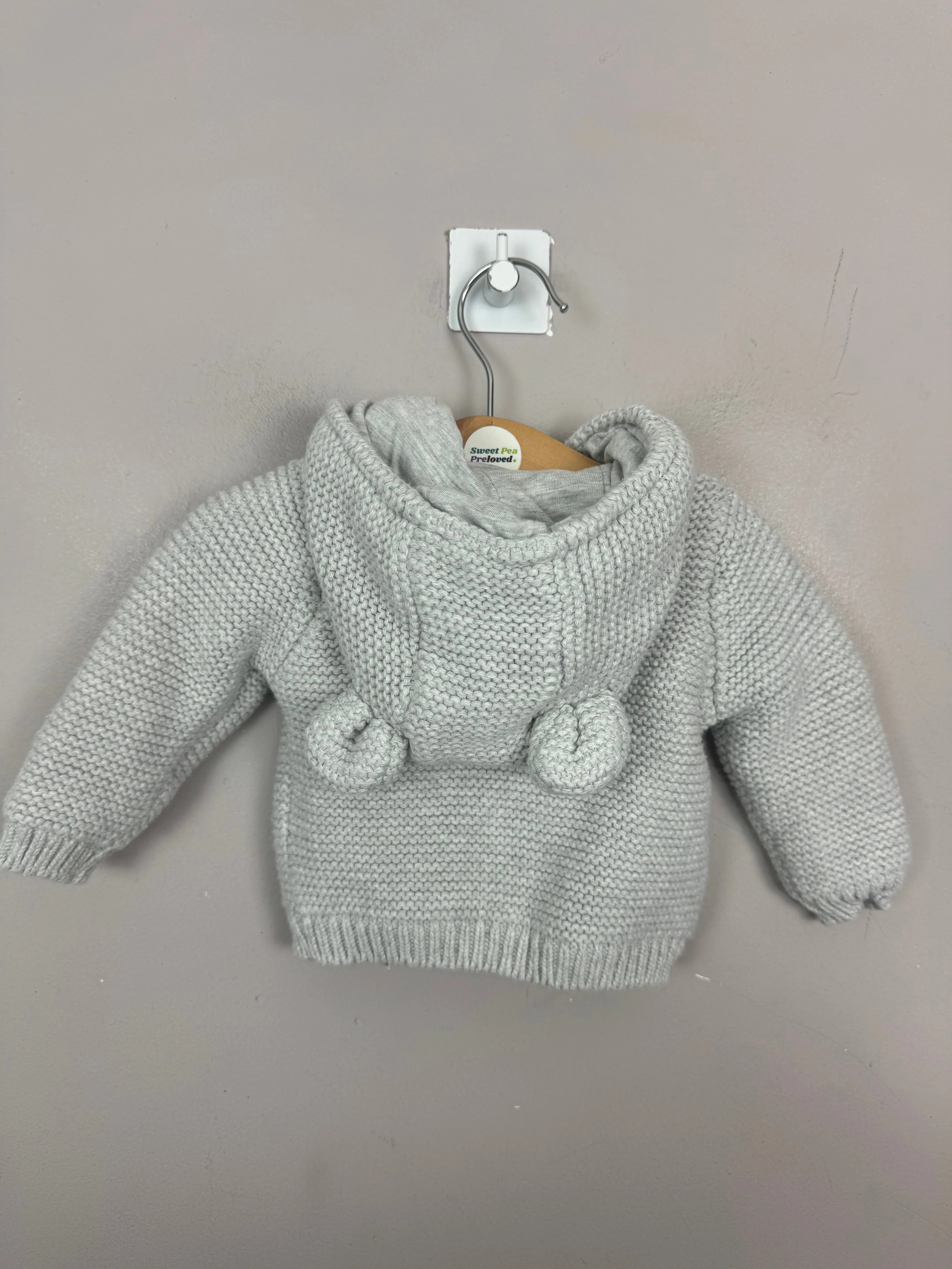 M&S Grey Hooded Coatigan 0-3m