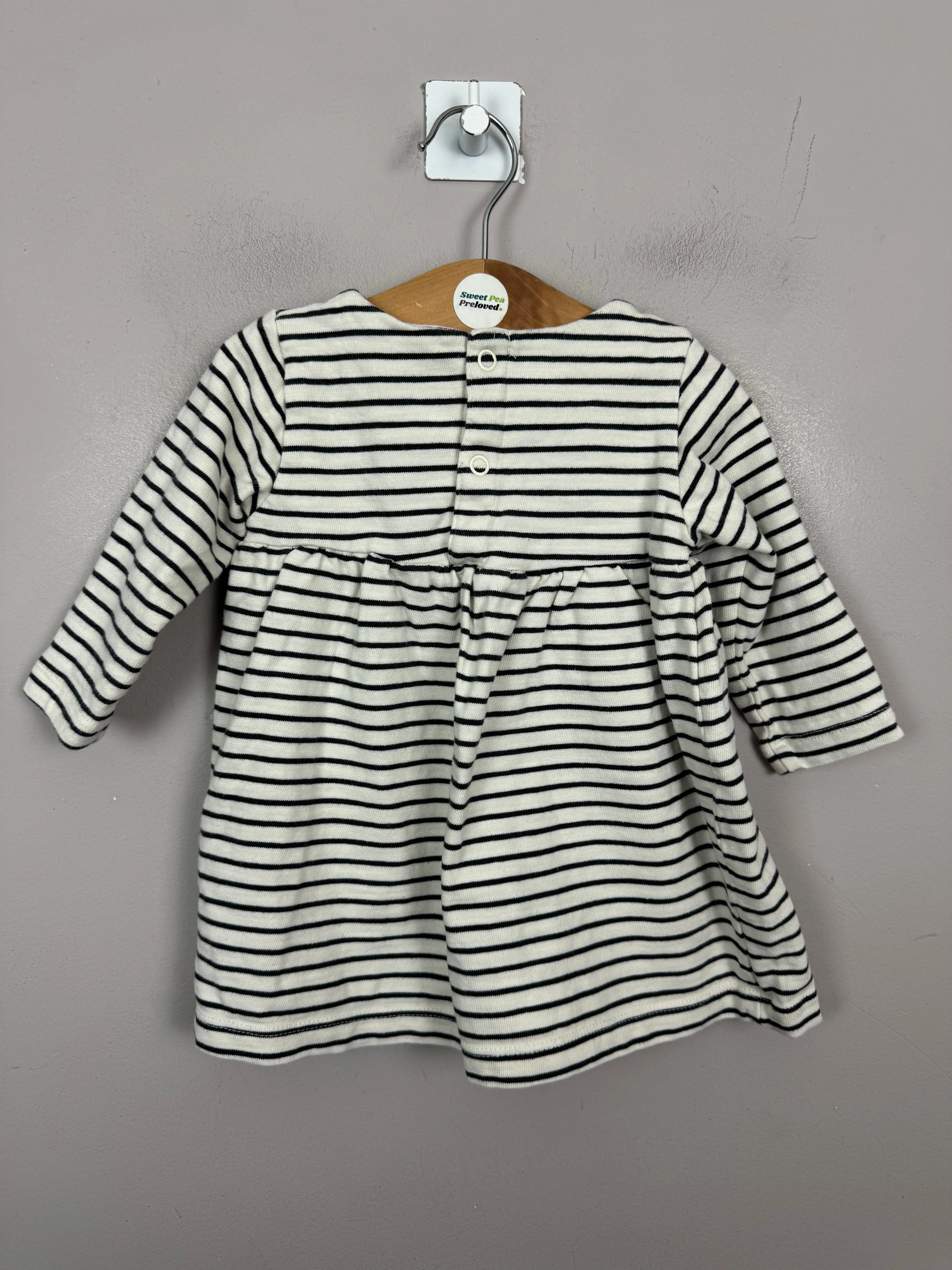 M&S neutral stripe jersey Dress 3-6m