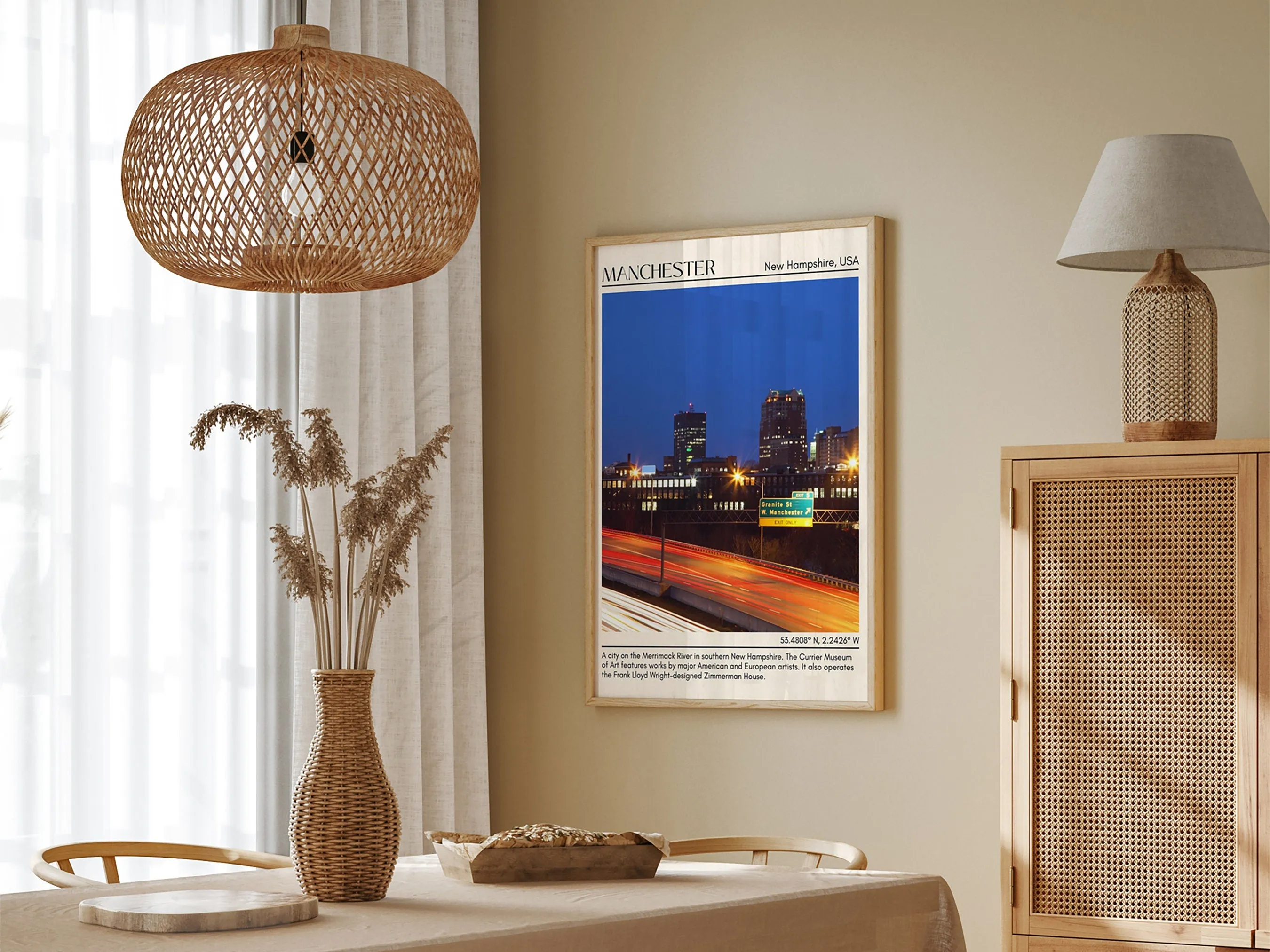 Manchester Minimal Wall Art, New Hampshire, USA