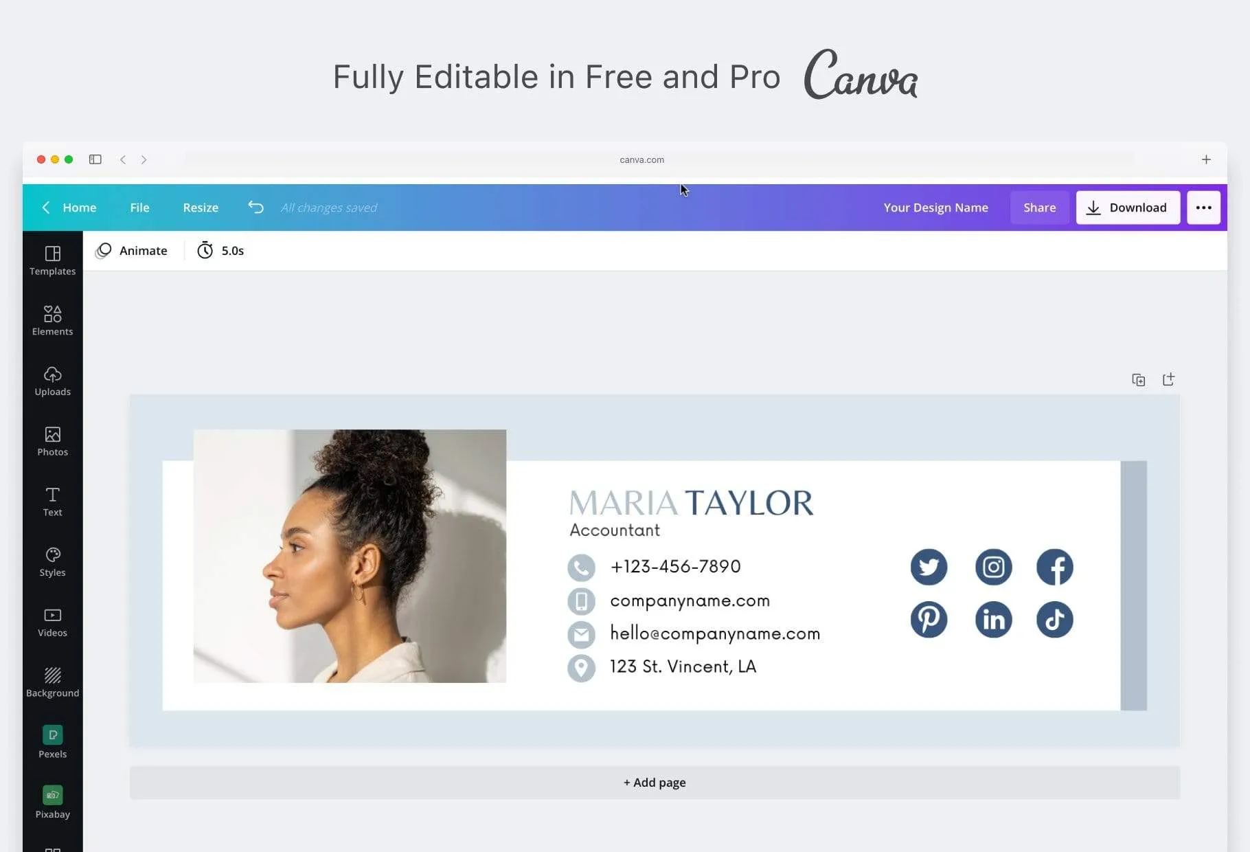 Maria Email Signature Template Editable Canva Template Rose Gold
