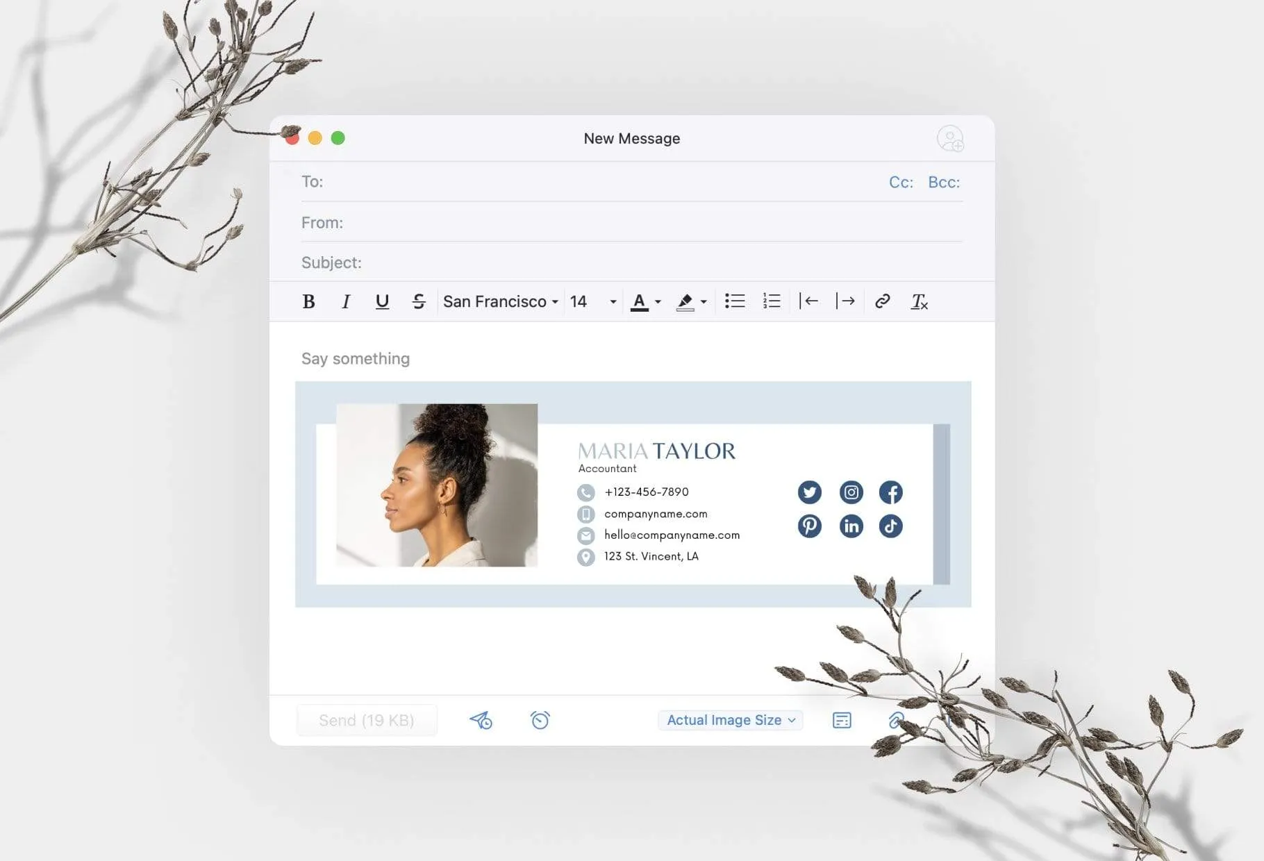 Maria Email Signature Template Editable Canva Template Rose Gold
