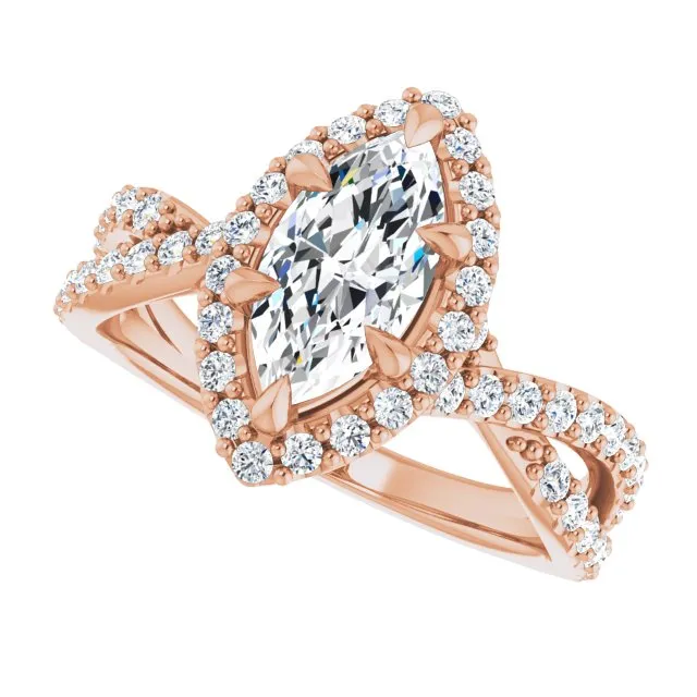 Marquise Cut Diamond Halo Engagement Ring