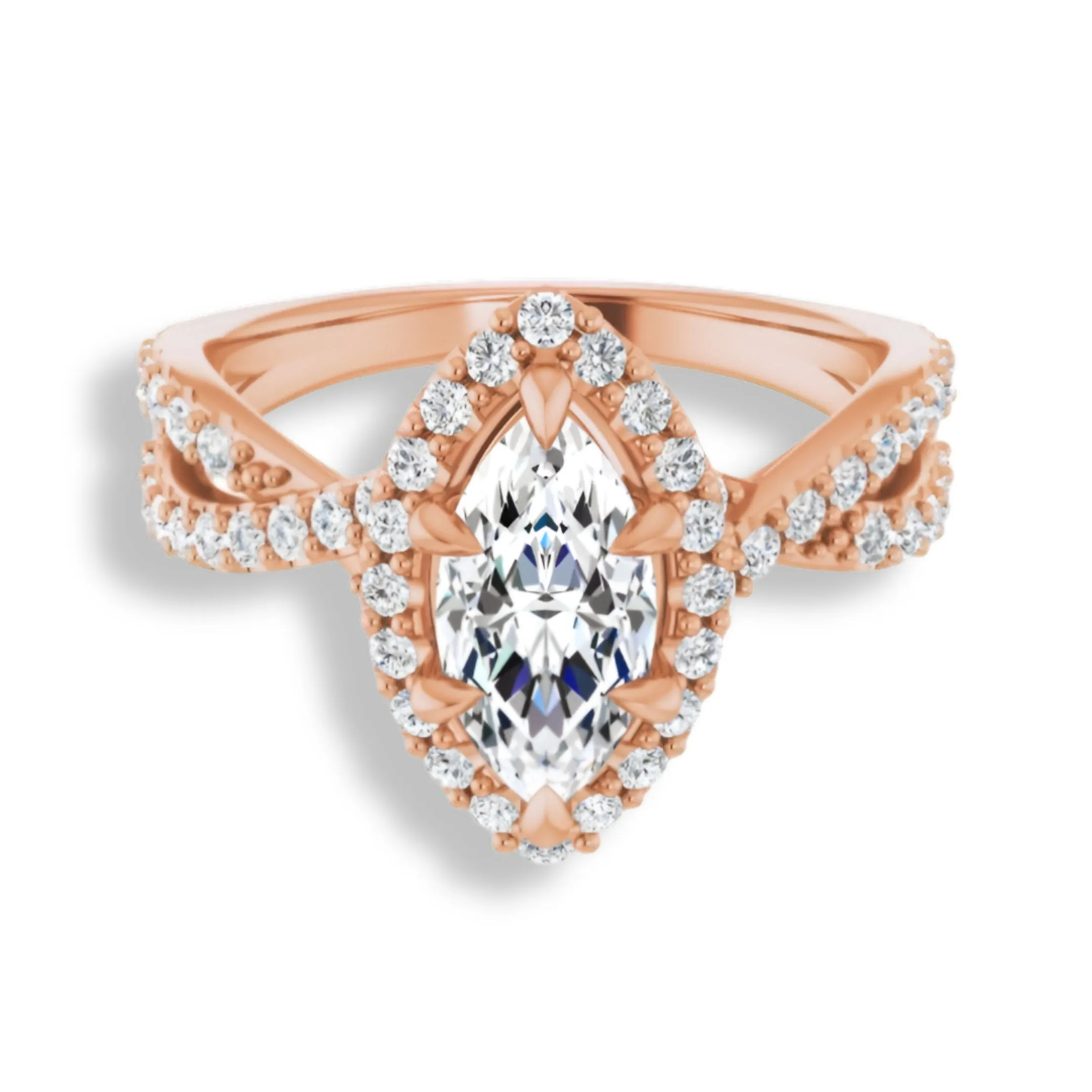 Marquise Cut Diamond Halo Engagement Ring
