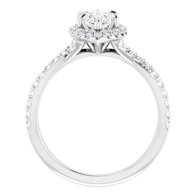 Marquise Cut Diamond Halo Engagement Ring