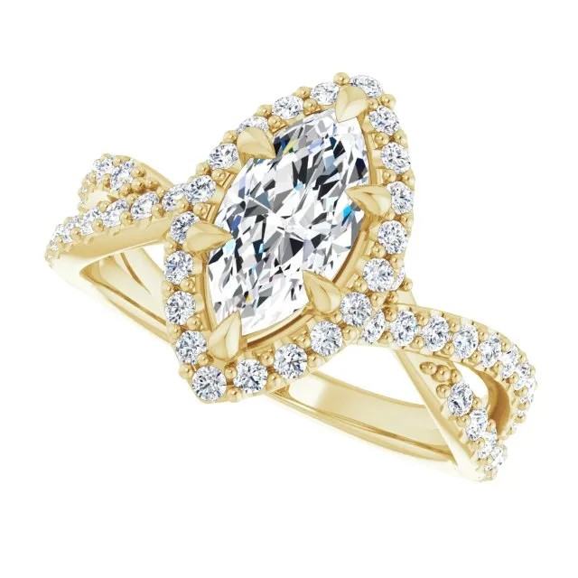 Marquise Cut Diamond Halo Engagement Ring