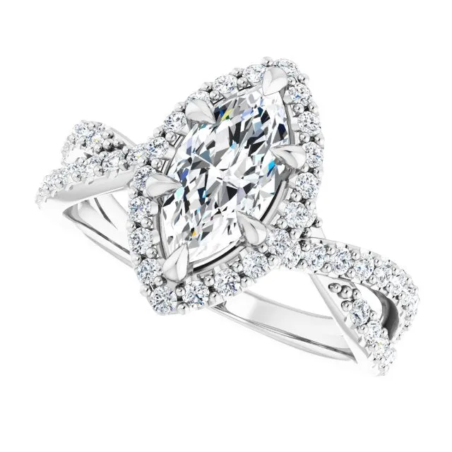 Marquise Cut Diamond Halo Engagement Ring