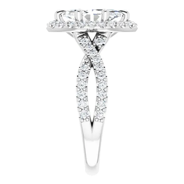 Marquise Cut Diamond Halo Engagement Ring