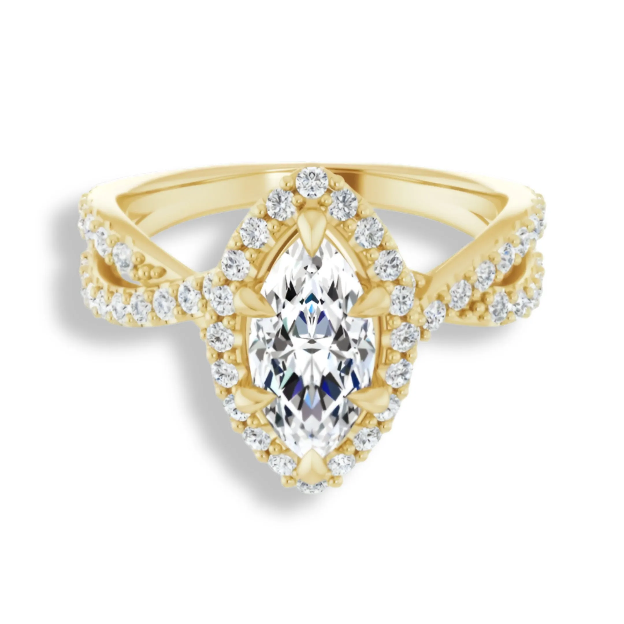 Marquise Cut Diamond Halo Engagement Ring