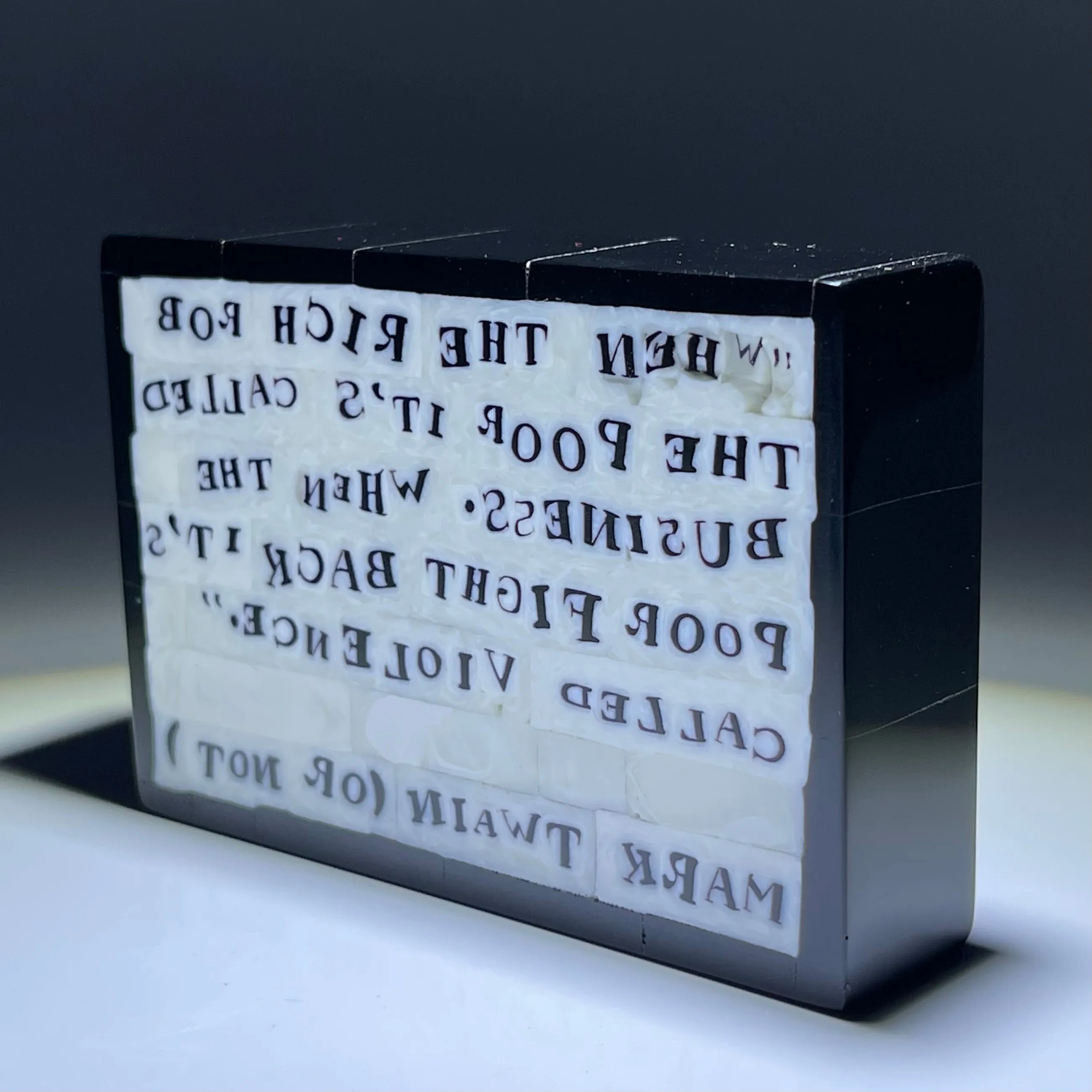 Mathieu Grodet 2020 Fused Murrine "Brick" with Mark Twain (Or Not) Quotation