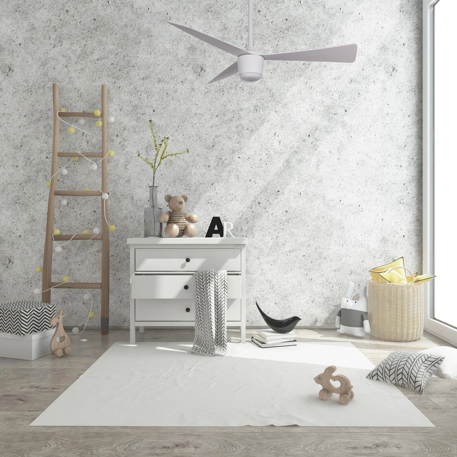 Matte White Star 7 Ceiling Fan 52" With Led light and Remote