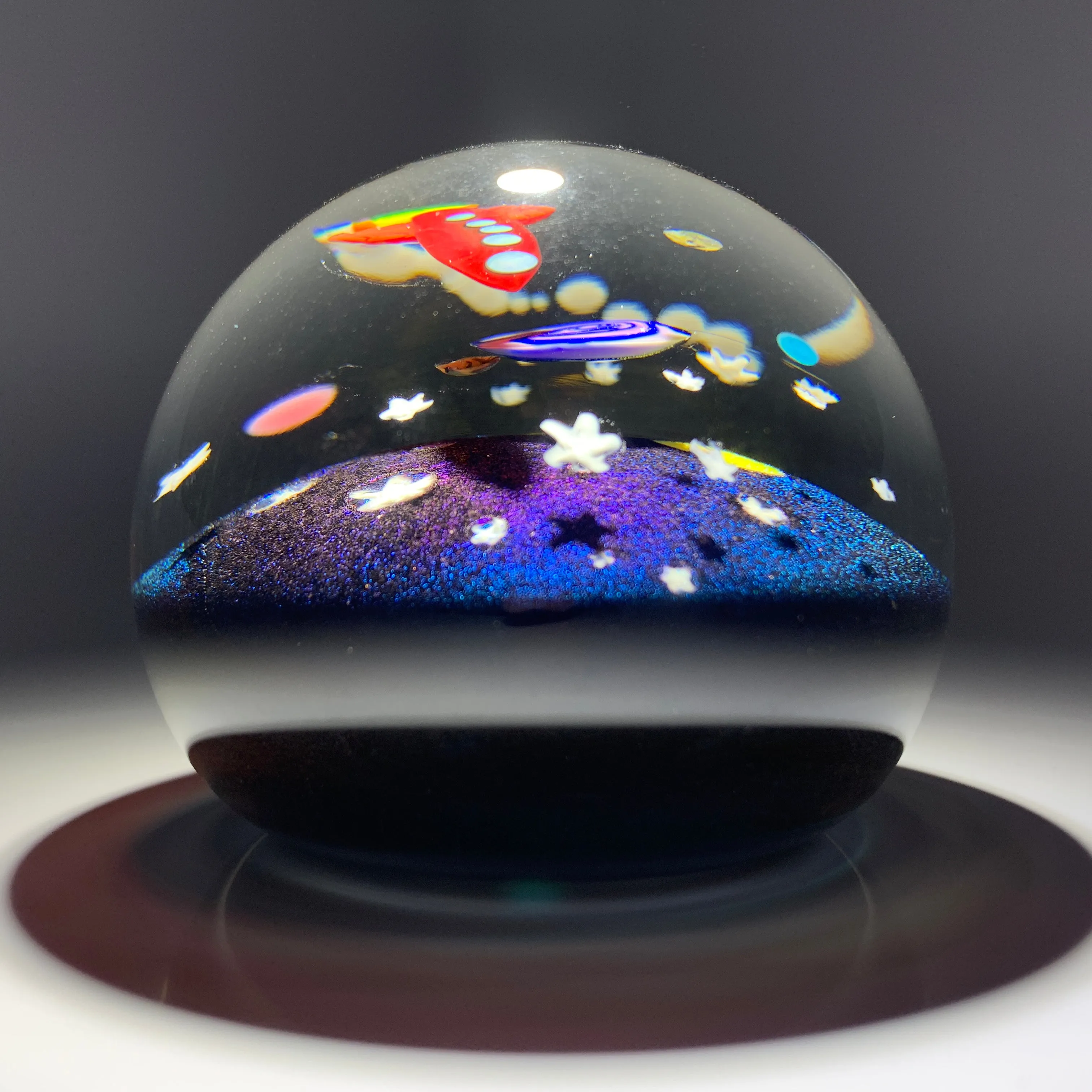Mayauel Ward 2019 Compound Torchwork Buck Rogers Space Ship, w/ Planets & Stars On Dichroic Ground